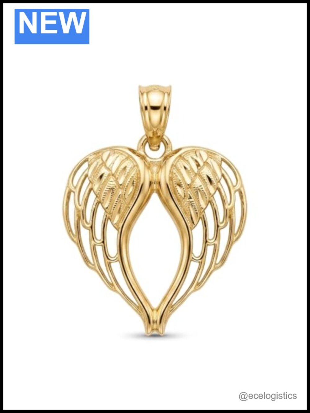 10K Solid Yellow Gold Angel Wings Charm Pendant Necklace Bracelet